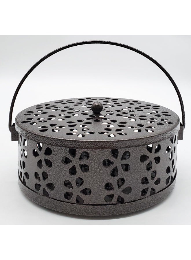 OSHIMA Retro Portable Mosquito Coil Holder, Handle Round Fireproof Incense Holder Burner for Home, Suitable for Indoor and Outdoor Camping, Iron Mosquito Coil Holder Hiking - Image 1